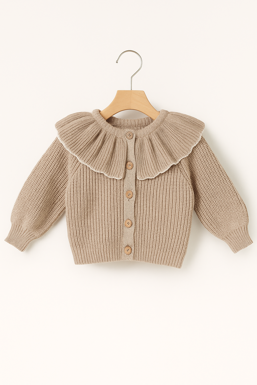Ruffle Collar Knit Cardigan