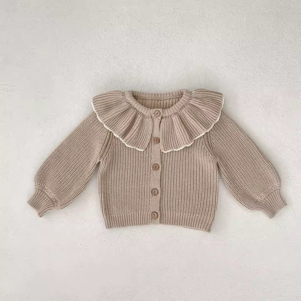 Ruffle Collar Knit Cardigan