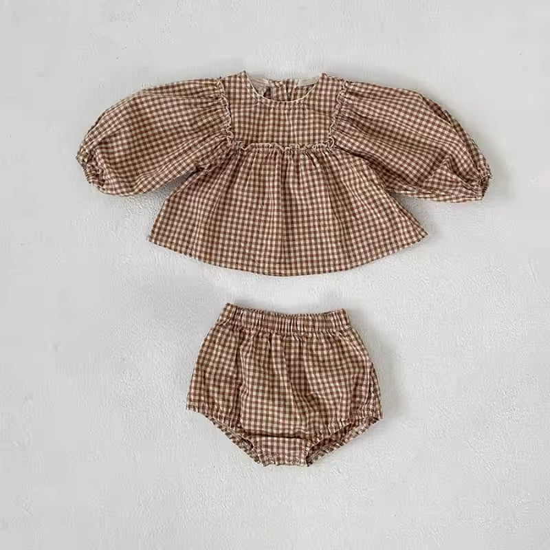 Blouse + Shorts Gingham Set