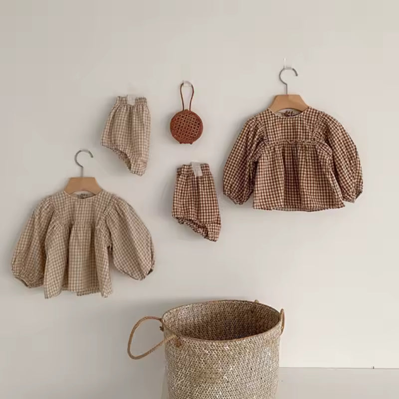 Blouse + Shorts Gingham Set