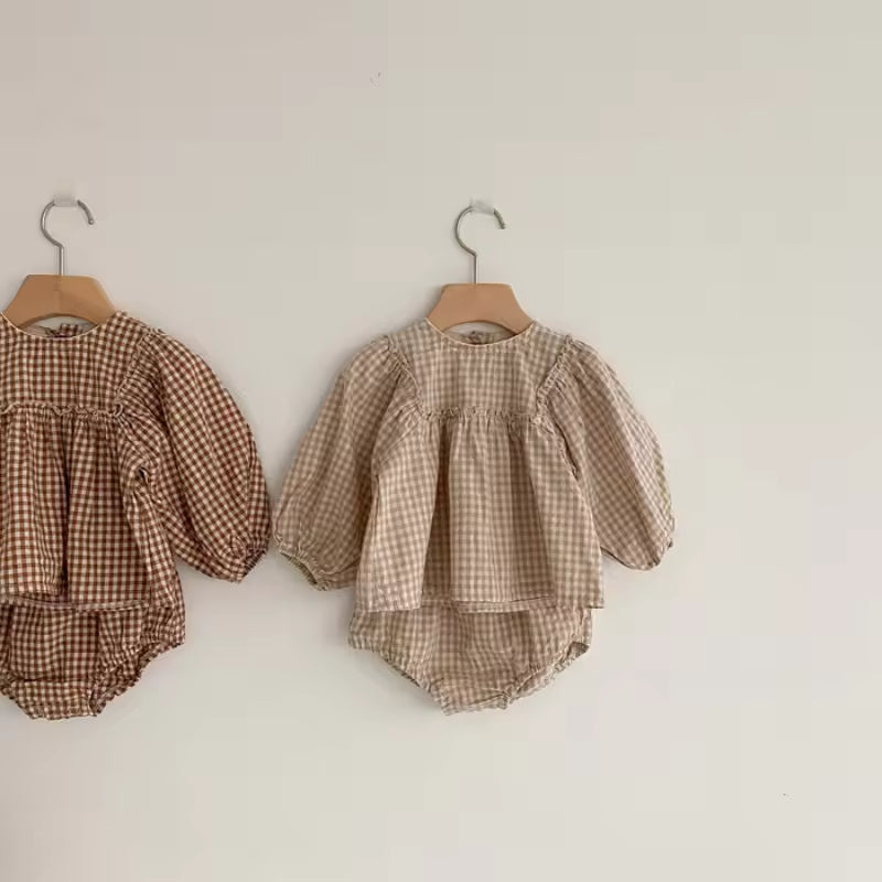 Blouse + Shorts Gingham Set