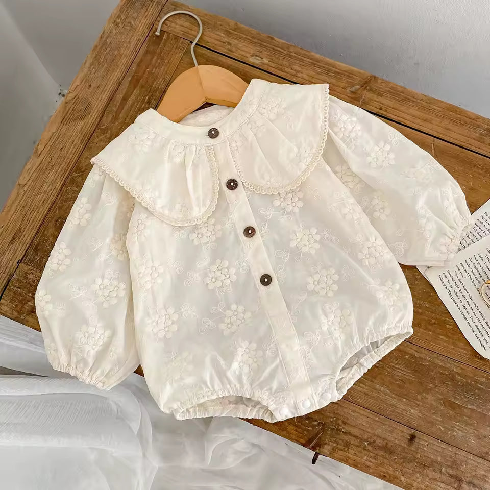 Textured Shirt Collar Onesie
